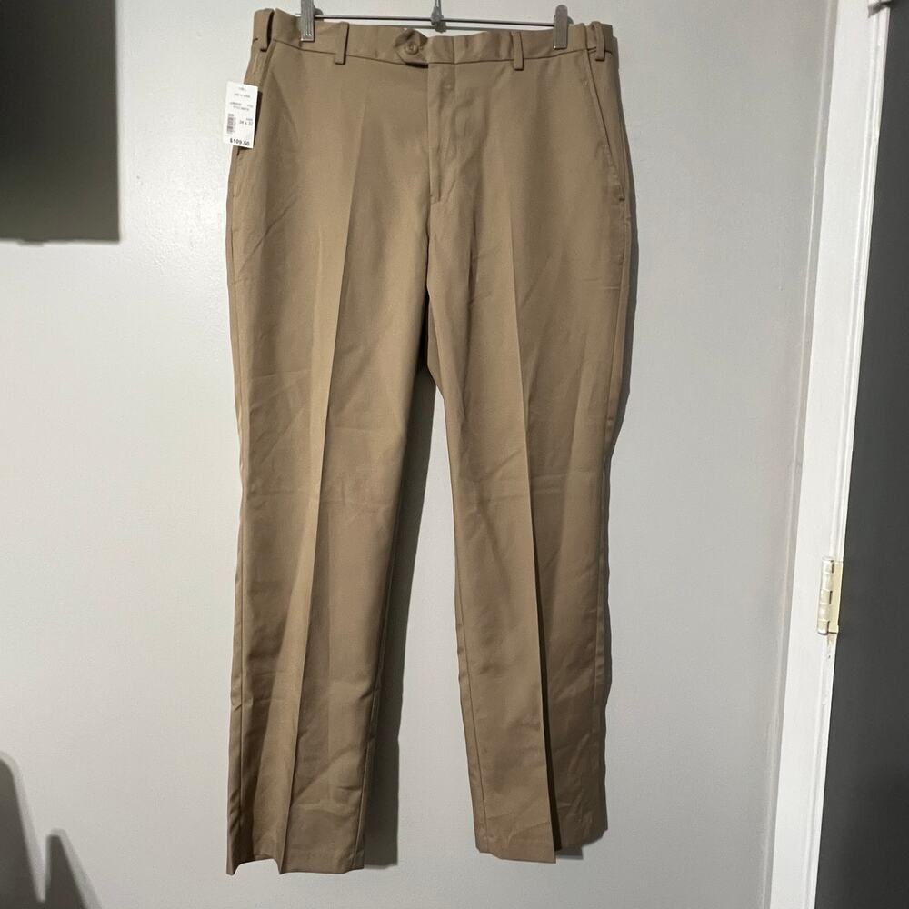 Jos A Bank Traveler Dress Pants 34x32 Khaki Tailored Fit Slider Waistband NWT
